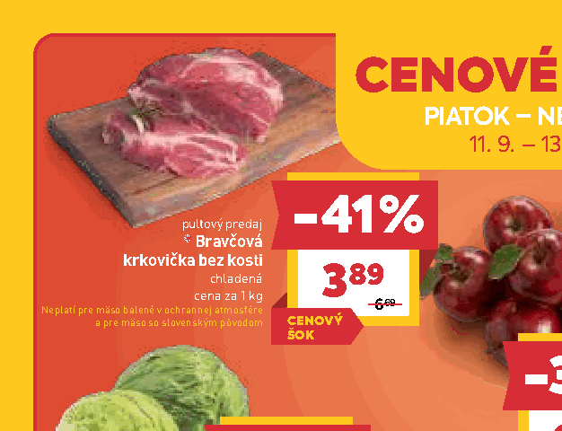 Bravčová krkovička bez kosti chladená a pre mäso so slovenským pôvodom