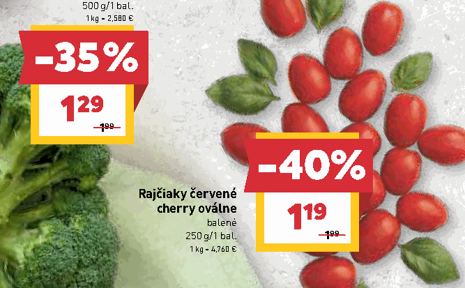 Rajčiaky červené cherry oválne balené