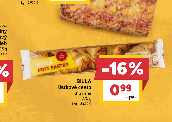 BILLA lístkové cesto chladené