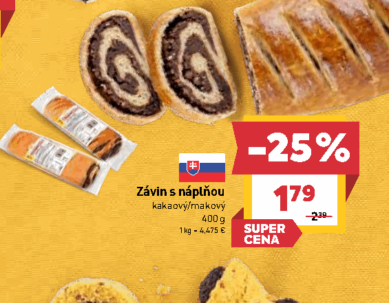 Závin s náplňou kakaový/makový