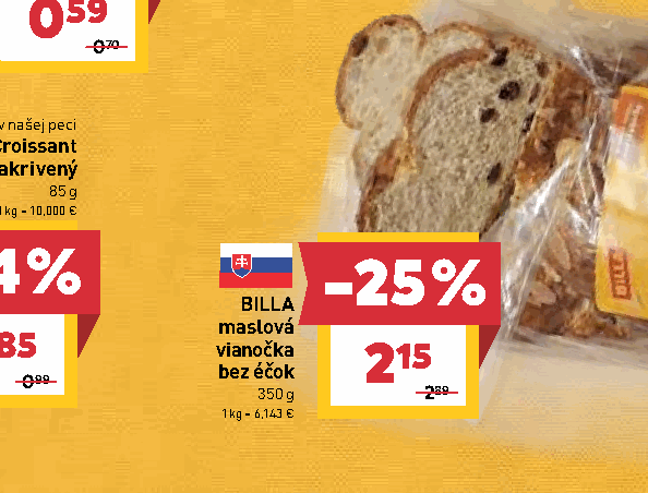 BILLA maslová vianočka bez éčok