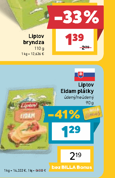 Liptov Eidam plátky údený/neúdený