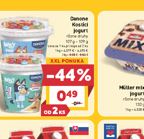Danone Kostíci jogurt rôzne druhy
