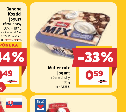 Müller mix jogurt rôzne druhy