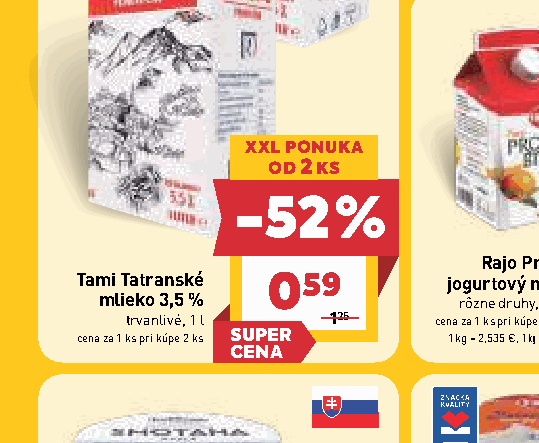 Tami Tatranské mlieko 3,5 % trvanlivé, 1 l