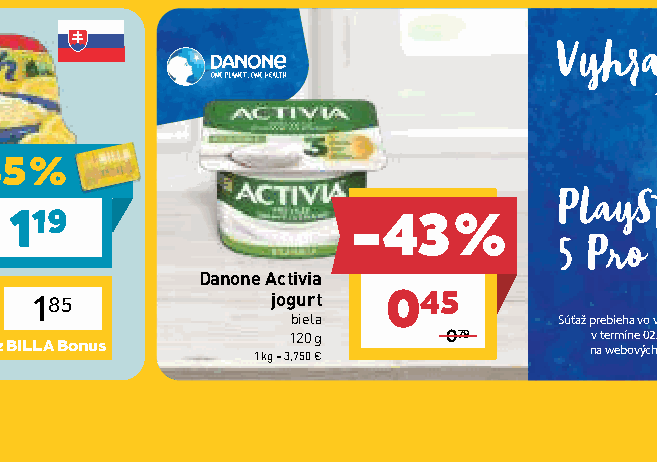 Danone Activia jogurt biela
