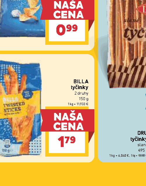BILLA tyčinky 2 druhy