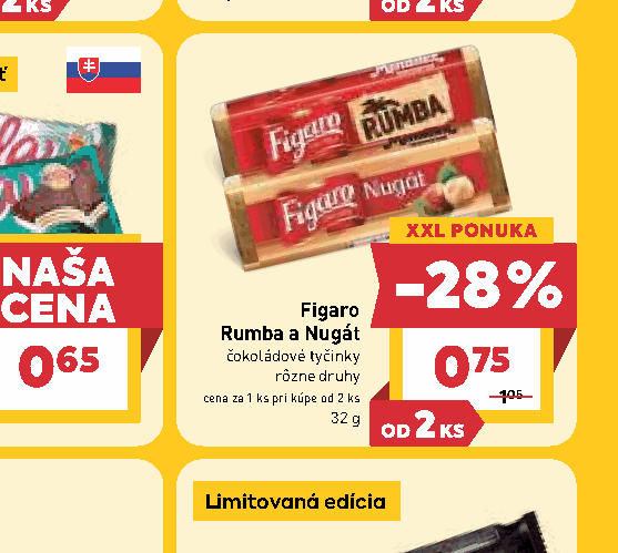 Figaro Rumba a Nugát čokoládové tyčinky rôzne druhy