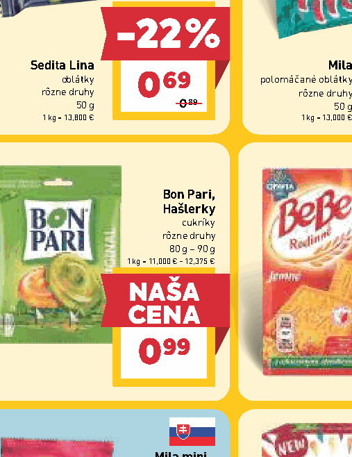 Bon Pari, Hašlerky cukríky rôzne druhy