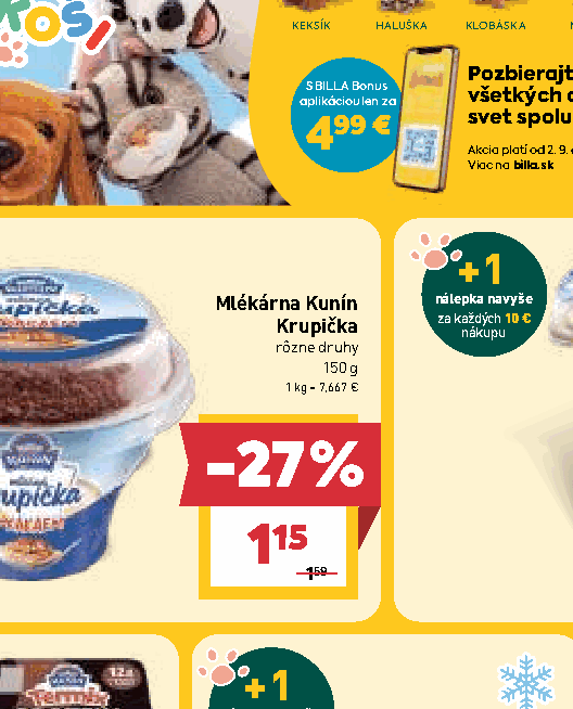 Mlékárna Kunín Krupička rôzne druhy