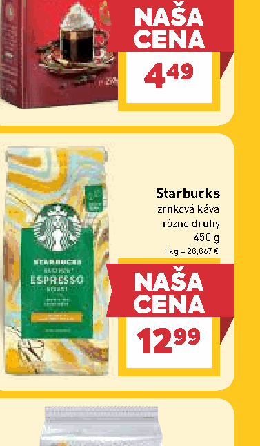 Starbucks zrnková káva rôzne druhy