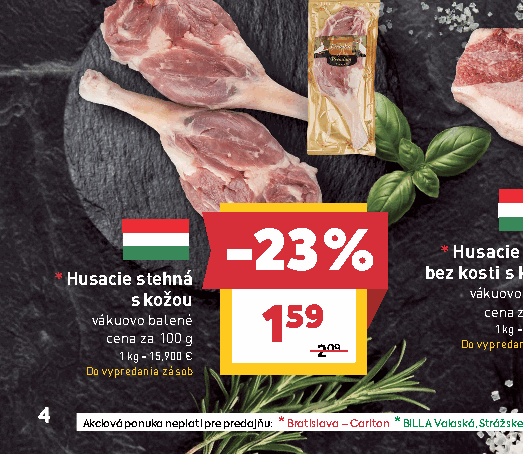 Husacie stehná s kožou vákuovo balené