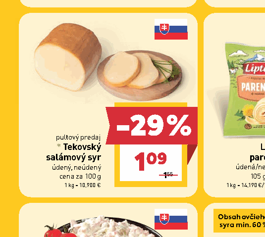 Tekovský salámový syr údený, neúdený