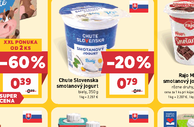 Chute Slovenska smotanový jogurt biely, 350 g