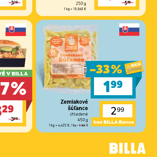 Zemiakové šúľance chladené