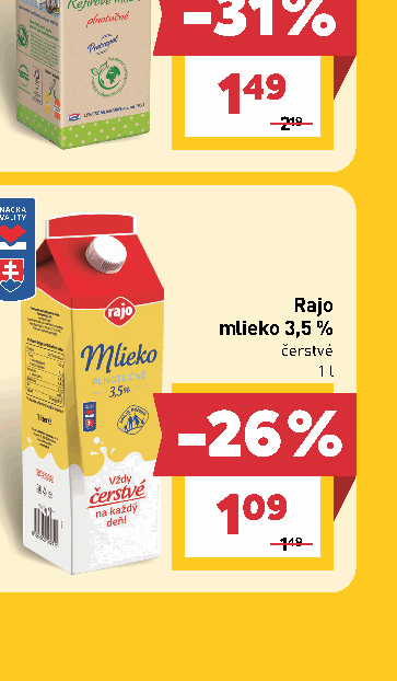 Rajo mlieko 3,5 % čerstvé
