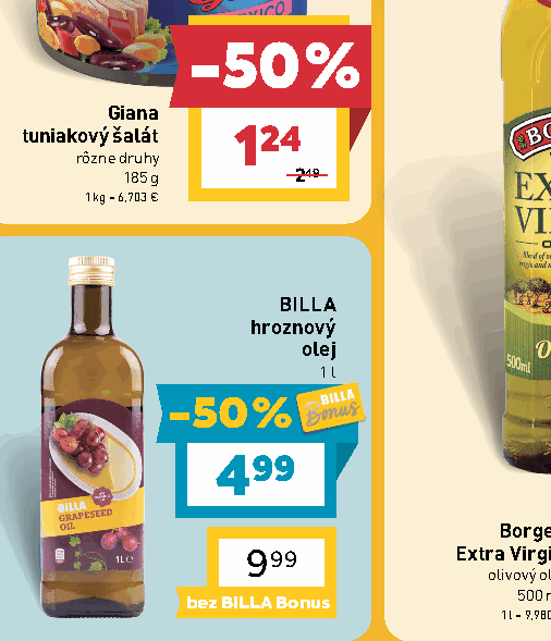 BILLA hroznový olej