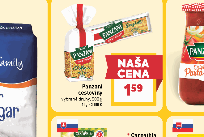 Panzani cestoviny vybrané druhy, 500 g