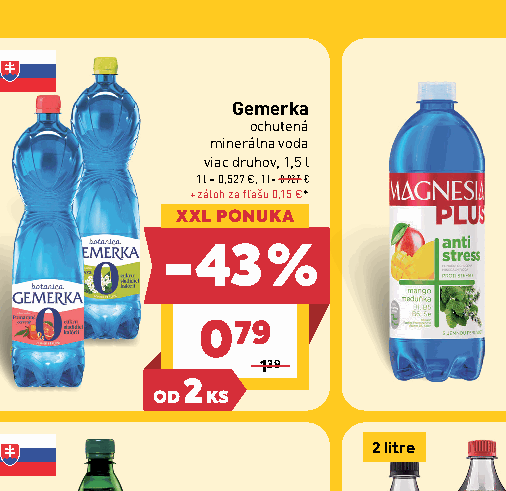 Gemerka ochutená minerálna voda viac druhov, 1,5 l