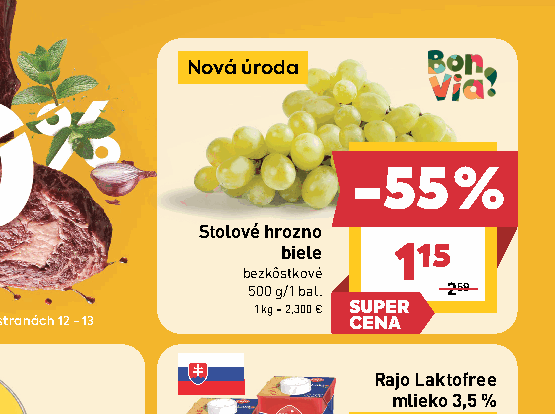 Stolové hrozno biele bezkôstkové