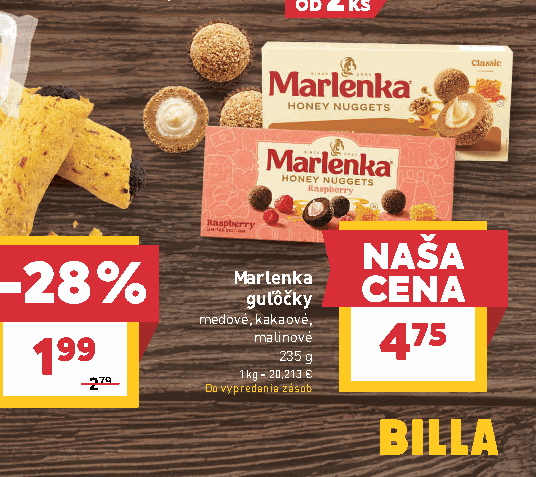 Marlenka guľôčky medové, kakaové, malinové