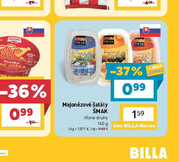Majonézové šaláty ŠMAK rôzne druhy
