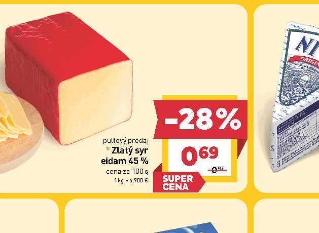 Zlatý syr eidam 45 %