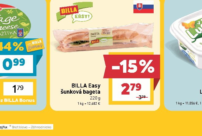 BILLA Easy šunková bageta