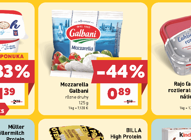 Mozzarella Galbani rôzne druhy