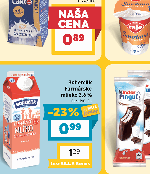 Bohemilk Farmárske mlieko 3,6 % čerstvé, 1 l