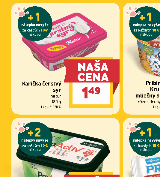 Karička čerstvý syr natur nálepky navyše