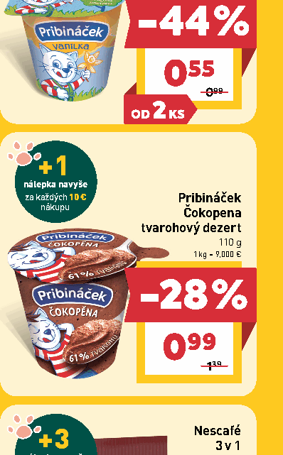 Pribináček Čokopena tvarohový dezert