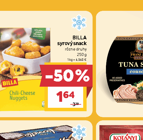 BILLA syrový snack rôzne druhy
