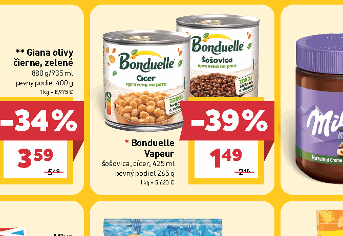 Bonduelle Vapeur šošovica, cícer, 425 ml pevný podiel 265 g