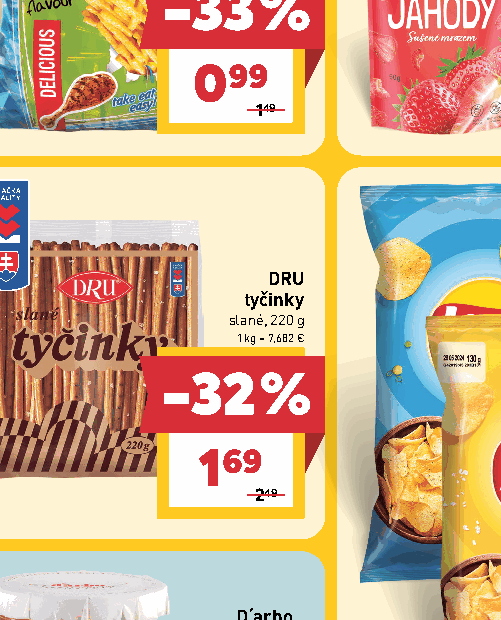 DRU tyčinky slané, 220 g