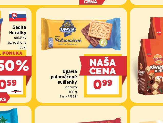 Opavia polomáčené sušienky 2 druhy
