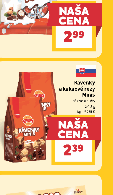 Kávenky a kakaové rezy Minis rôzne druhy