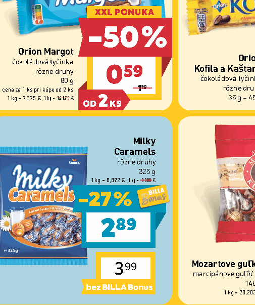 Milky Caramels rôzne druhy