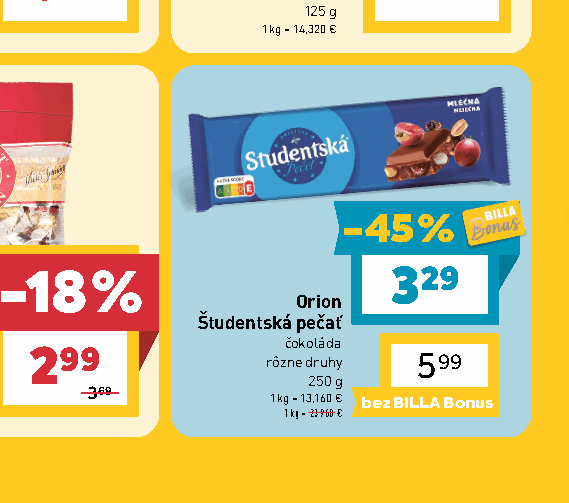 Orion Študentská pečať čokoláda rôzne druhy