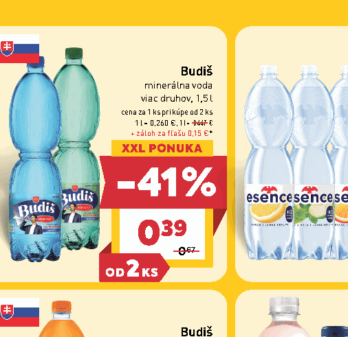 Budiš minerálna voda viac druhov, 1,5 l