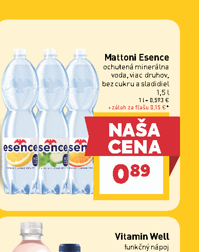 Mattoni Esence ochutená minerálna voda, viac druhov, bez cukru a sladidiel