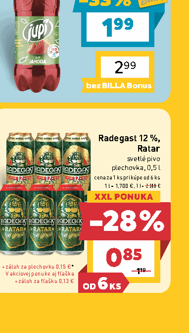 Radegast 12 %, Ratar svetlé pivo plechovka, 0,5 l