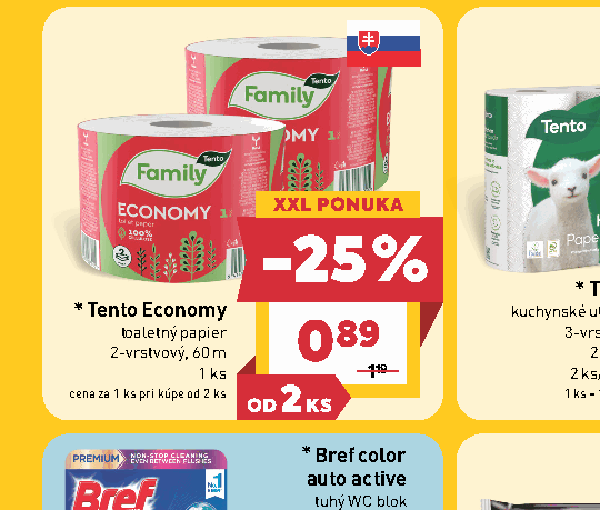 Tento Economy toaletný papier 2-vrstvový, 60 m