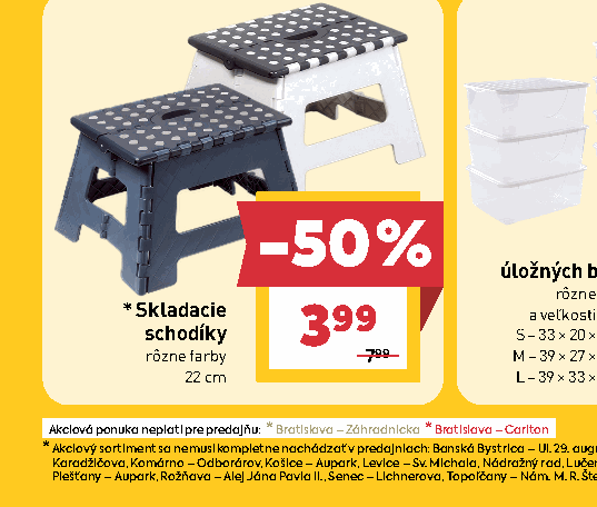 Skladacie schodíky rôzne farby 22 cm