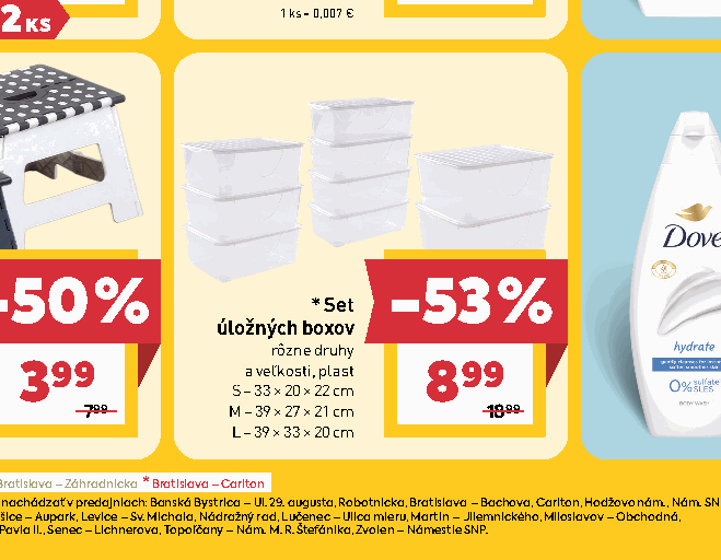 Set úložných boxov rôzne druhy a veľkosti, plast S – 33 × 20 × 22 cm