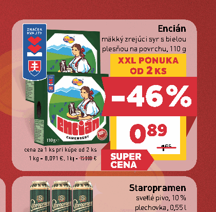 Encián mäkký zrejúci syr s bielou plesňou na povrchu, 110 g