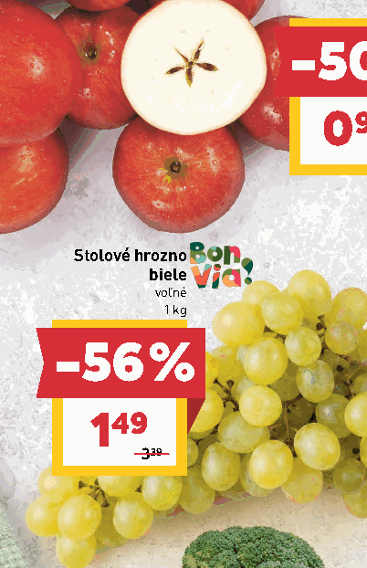 Stolové hrozno biele voľné