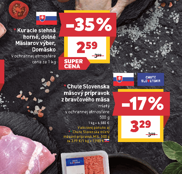 Chute Slovenska mäsový prípravok z bravčového mäsa mletý v ochrannej atmosfére