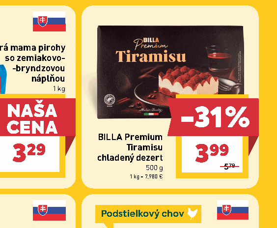 BILLA Premium Tiramisu chladený dezert
