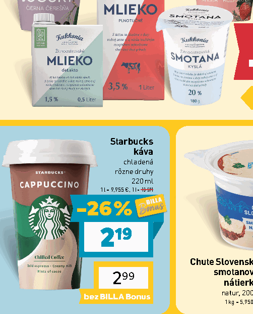 Starbucks chladená rôzne druhy